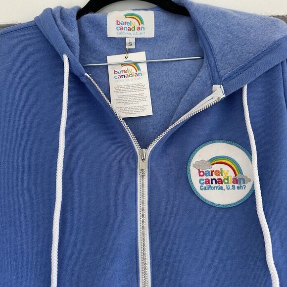 Barely Canadian Ladies Insanely Soft Blue Zip Up Hoodie Limited Edition Sz S - Picture 3 of 8